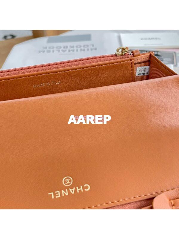 Replica Chanel 19 Wallet On Chain WOC AP0957 Orange Gold hardware 9