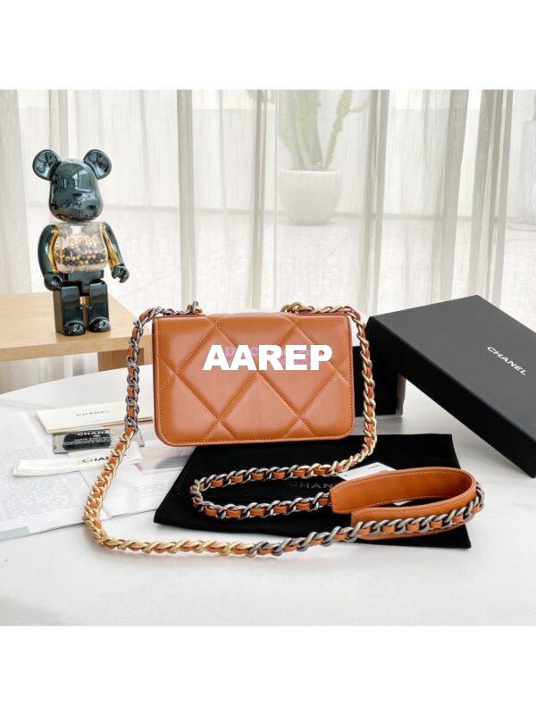 Replica Chanel 19 Wallet On Chain WOC AP0957 Orange Gold hardware 10