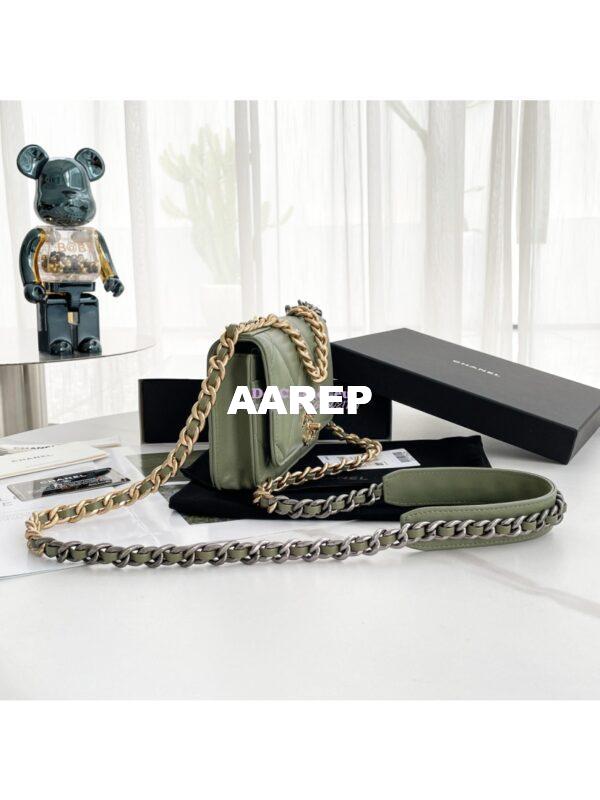Replica Chanel 19 Wallet On Chain WOC AP0957 Matcha Gold hardware 6