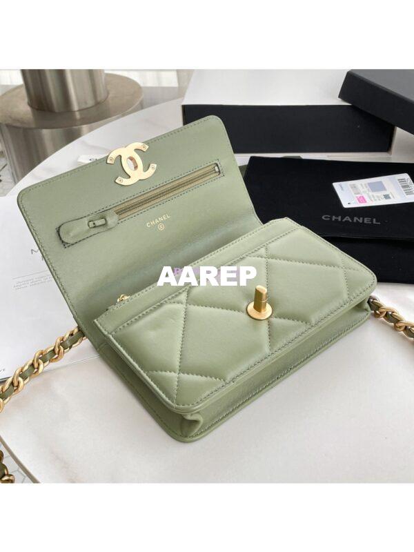 Replica Chanel 19 Wallet On Chain WOC AP0957 Matcha Gold hardware 8