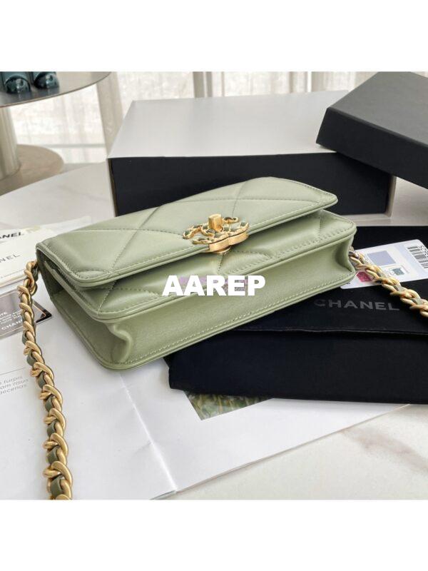 Replica Chanel 19 Wallet On Chain WOC AP0957 Matcha Gold hardware 9