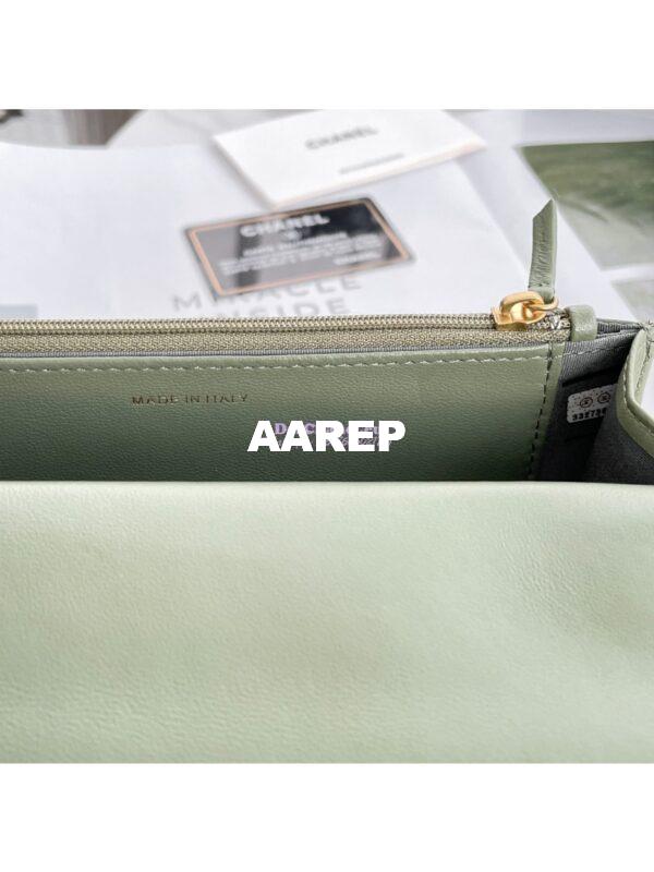 Replica Chanel 19 Wallet On Chain WOC AP0957 Matcha Gold hardware 10