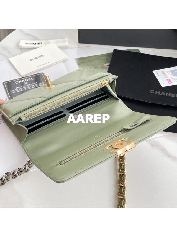 Replica Chanel 19 Wallet On Chain WOC AP0957 Matcha Gold hardware 11