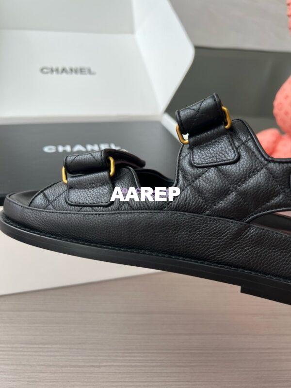 Replica Chanel Luxe CC Button Caviar Sandals G35927 Black 15