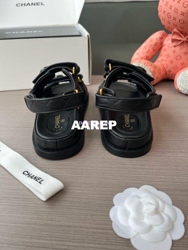 Replica Chanel Luxe CC Button Caviar Sandals G35927 Black 16
