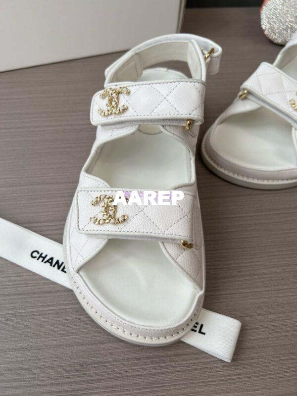 Replica Chanel Luxe CC Caviar Sandals G35927 White 4