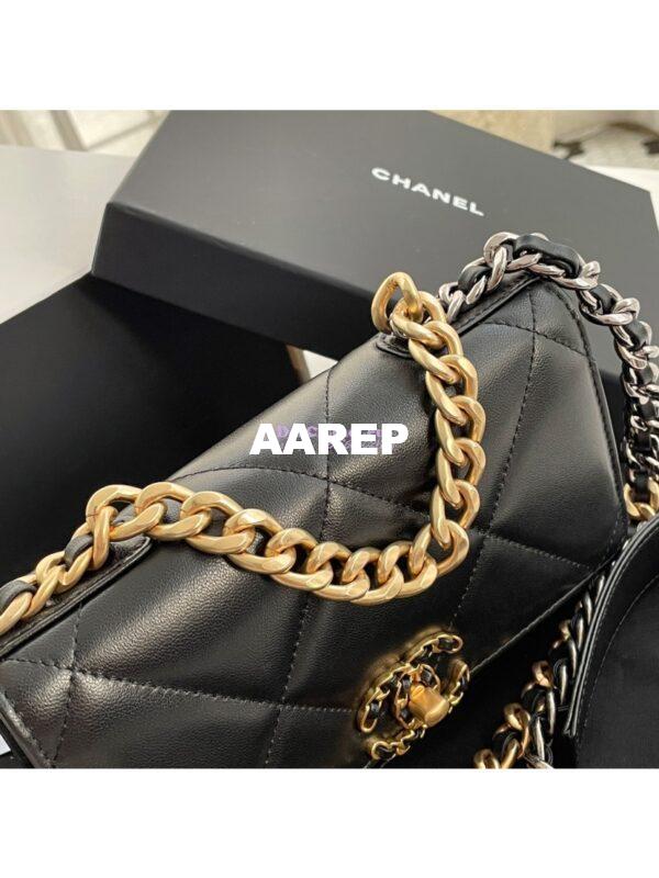 Replica Chanel 19 Wallet On Chain WOC AP0957 Black Gold hardware 5