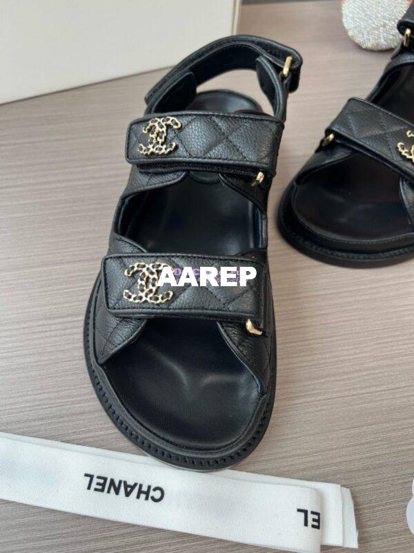 Replica Chanel Luxe CC Caviar Sandals G35927 Black 10