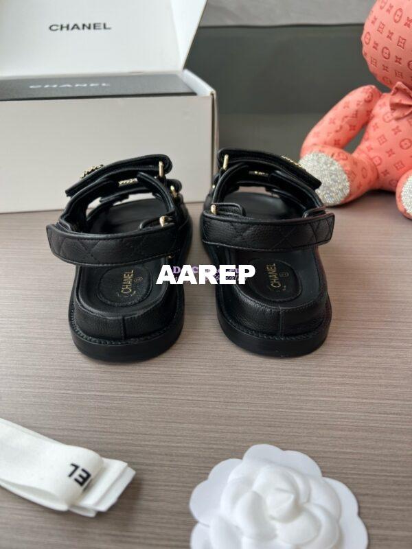 Replica Chanel Luxe CC Caviar Sandals G35927 Black 11