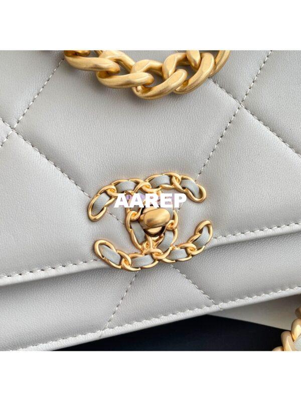 Replica Chanel 19 Wallet On Chain WOC AP0957 Grey Gold hardware 4