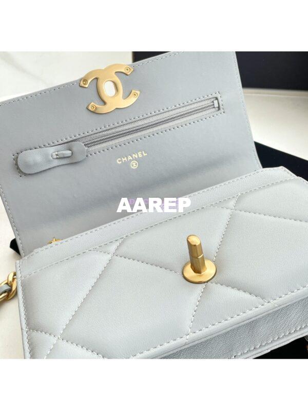 Replica Chanel 19 Wallet On Chain WOC AP0957 Grey Gold hardware 5