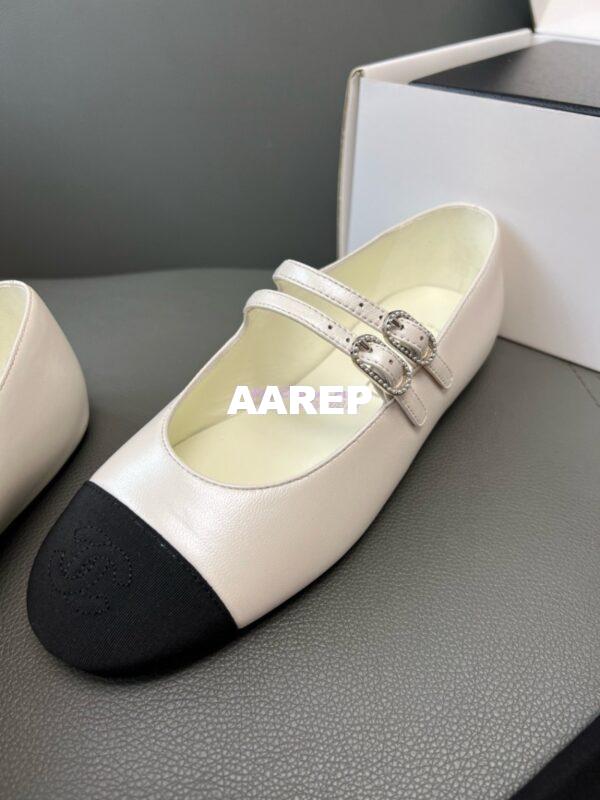 Replica Chanel High-End 24SS Mary Janes Lambskin & Grosgrain G45697 White 8