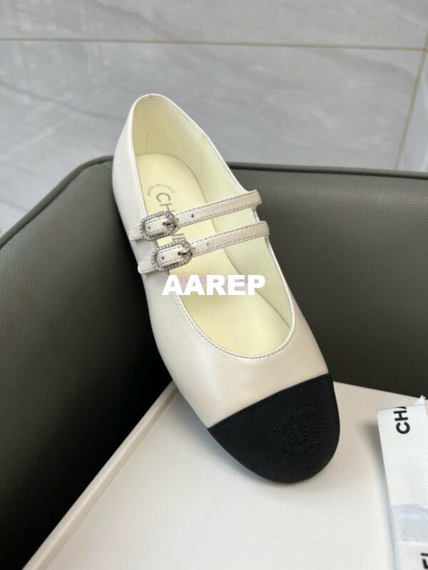 Replica Chanel High-End 24SS Mary Janes Lambskin & Grosgrain G45697 White 12