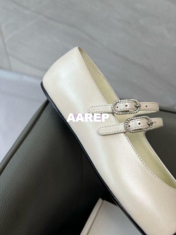 Replica Chanel High-End 24SS Mary Janes Lambskin & Grosgrain G45697 White 14
