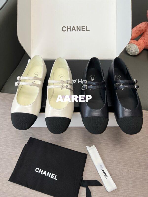 Replica Chanel High-End 24SS Mary Janes Lambskin & Grosgrain G45697 Black 3