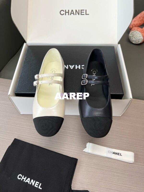 Replica Chanel High-End 24SS Mary Janes Lambskin & Grosgrain G45697 Black 4