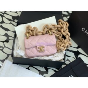 Replica Chanel Mini Flap Bag in Lambskin Wenge Wood AS4165 Light Pink