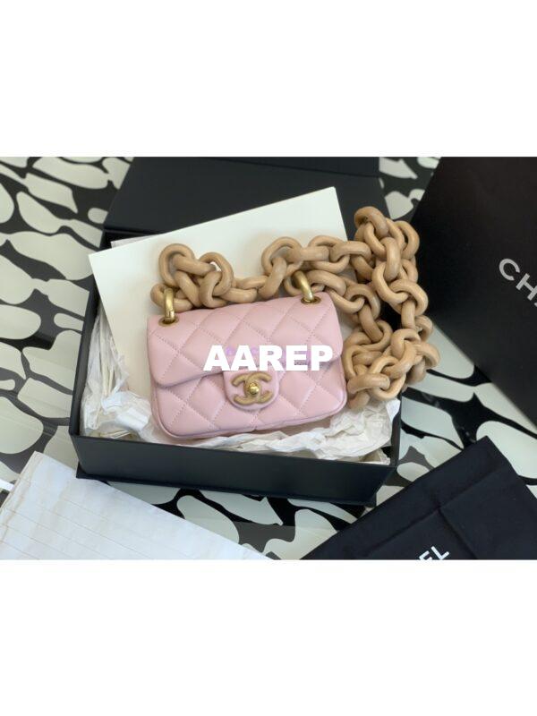 Replica Chanel Mini Flap Bag in Lambskin Wenge Wood AS4165 Light Pink 3