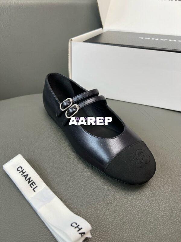 Replica Chanel High-End 24SS Mary Janes Lambskin & Grosgrain G45697 Black 6