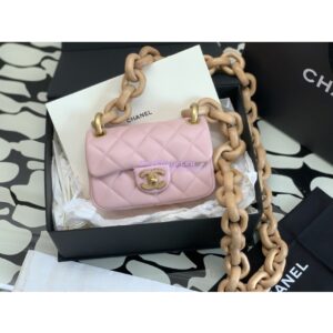 Replica Chanel Mini Flap Bag in Lambskin Wenge Wood AS4165 Light Pink 2