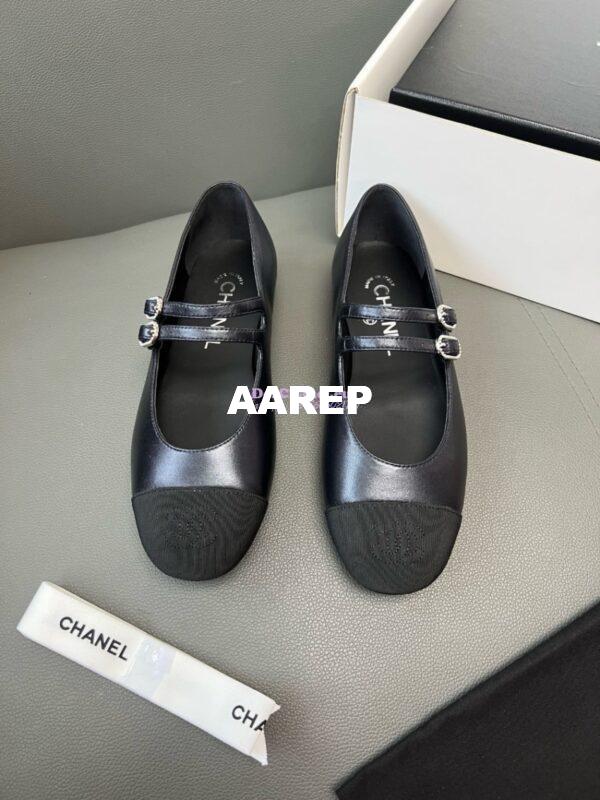 Replica Chanel High-End 24SS Mary Janes Lambskin & Grosgrain G45697 Black 7
