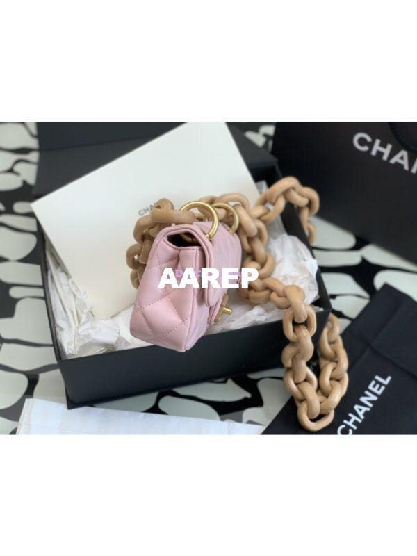 Replica Chanel Mini Flap Bag in Lambskin Wenge Wood AS4165 Light Pink 5