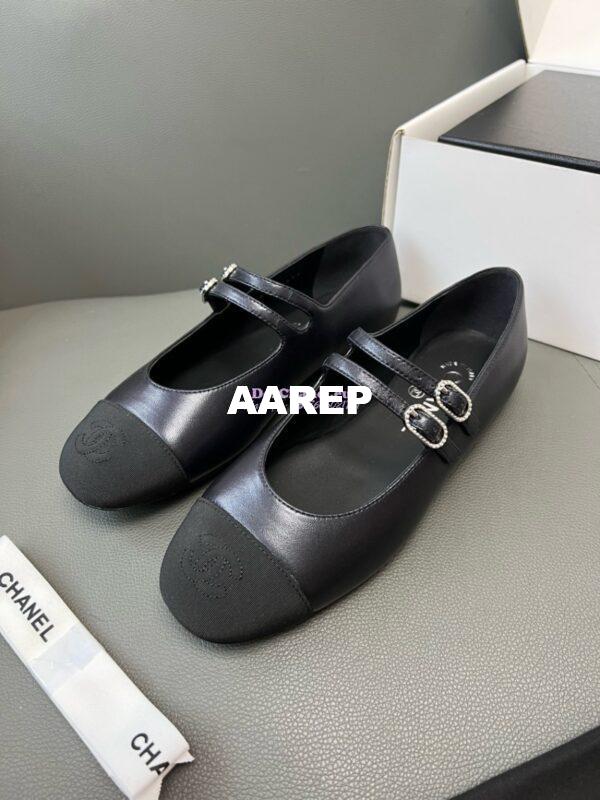 Replica Chanel High-End 24SS Mary Janes Lambskin & Grosgrain G45697 Black 8