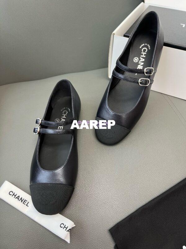 Replica Chanel High-End 24SS Mary Janes Lambskin & Grosgrain G45697 Black 9