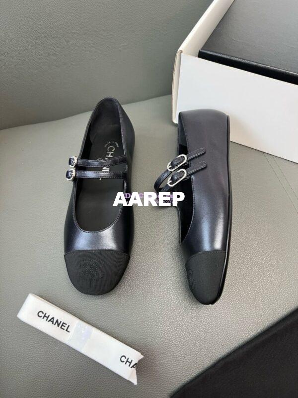 Replica Chanel High-End 24SS Mary Janes Lambskin & Grosgrain G45697 Black 10