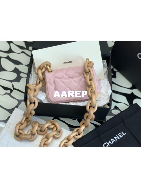 Replica Chanel Mini Flap Bag in Lambskin Wenge Wood AS4165 Light Pink 8