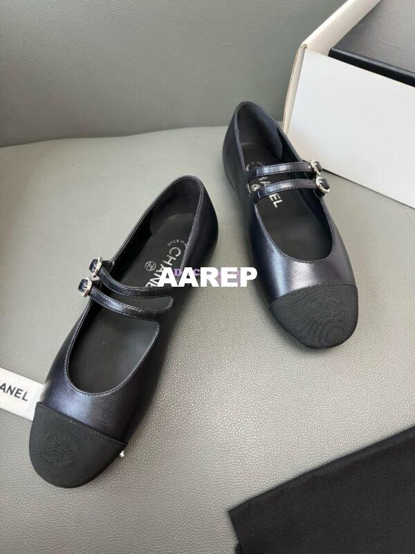 Replica Chanel High-End 24SS Mary Janes Lambskin & Grosgrain G45697 Black 11