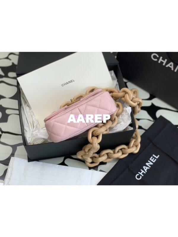Replica Chanel Mini Flap Bag in Lambskin Wenge Wood AS4165 Light Pink 9
