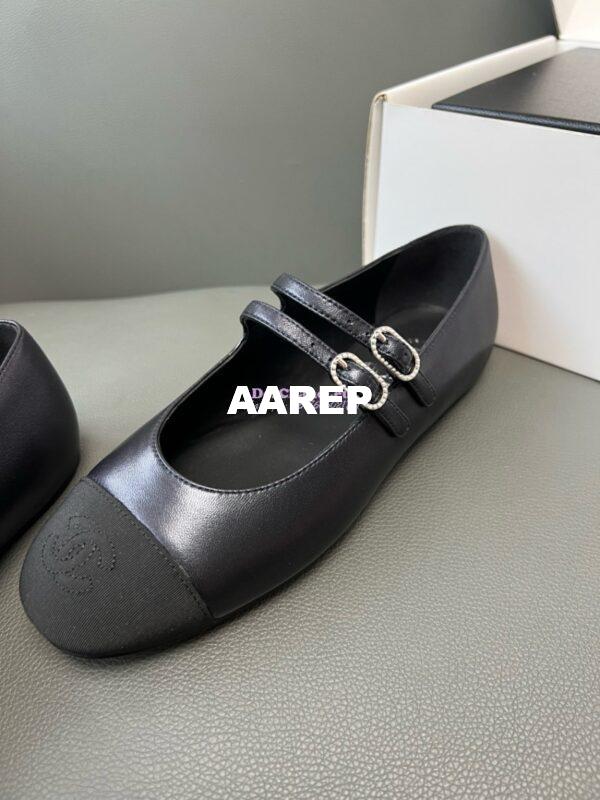 Replica Chanel High-End 24SS Mary Janes Lambskin & Grosgrain G45697 Black 12