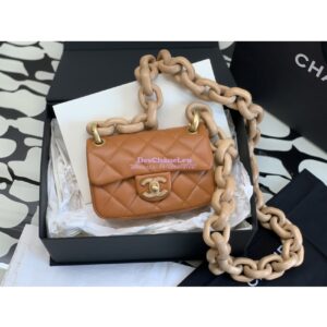 Replica Chanel Mini Flap Bag in Lambskin Wenge Wood AS4165 Orange 2