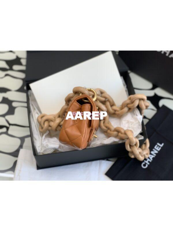 Replica Chanel Mini Flap Bag in Lambskin Wenge Wood AS4165 Orange 5