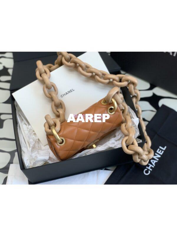Replica Chanel Mini Flap Bag in Lambskin Wenge Wood AS4165 Orange 6