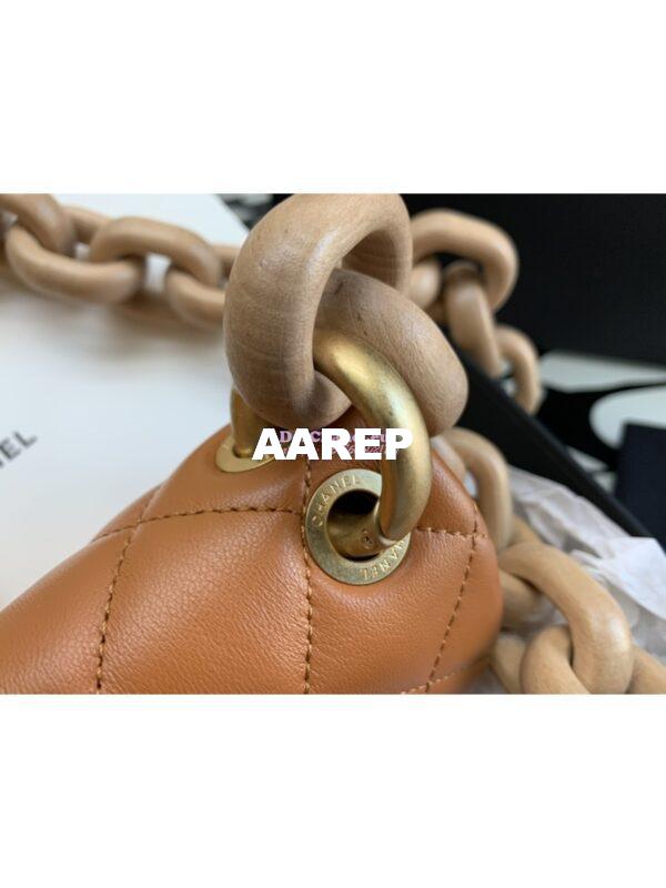 Replica Chanel Mini Flap Bag in Lambskin Wenge Wood AS4165 Orange 7