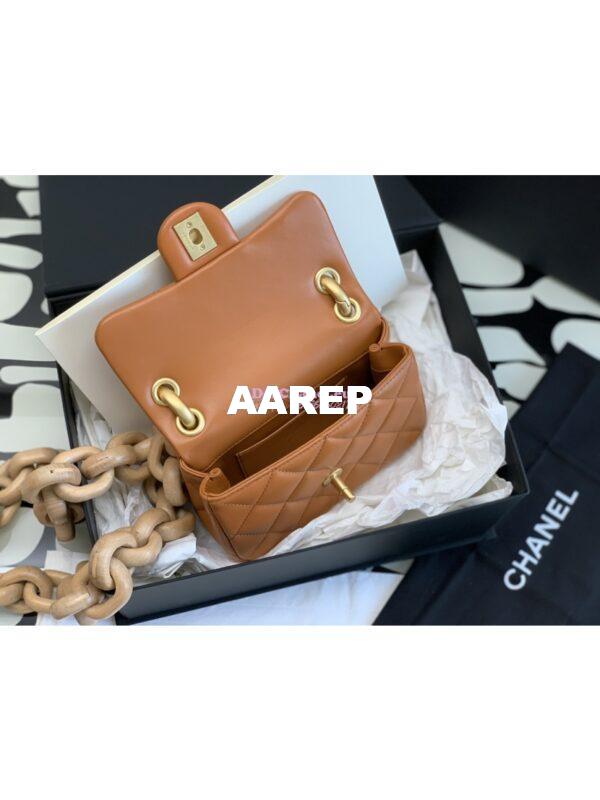 Replica Chanel Mini Flap Bag in Lambskin Wenge Wood AS4165 Orange 8