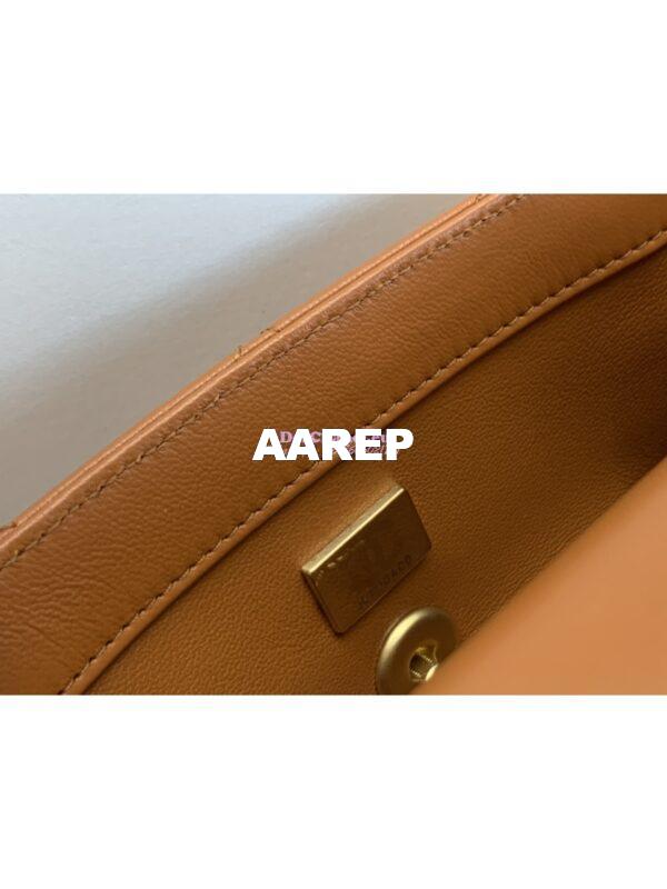Replica Chanel Mini Flap Bag in Lambskin Wenge Wood AS4165 Orange 9