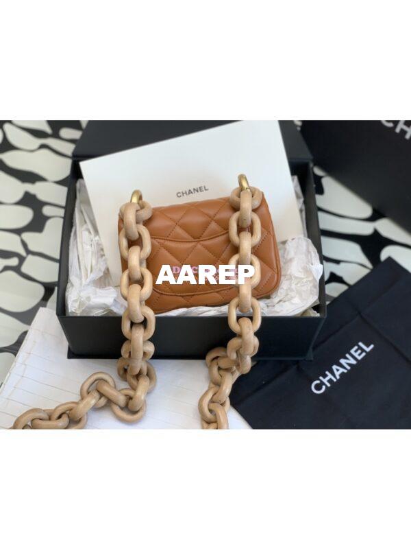 Replica Chanel Mini Flap Bag in Lambskin Wenge Wood AS4165 Orange 10
