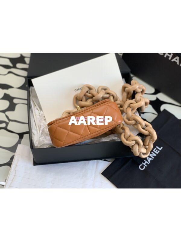 Replica Chanel Mini Flap Bag in Lambskin Wenge Wood AS4165 Orange 11