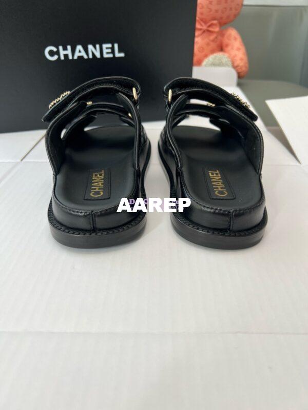 Replica Chanel High-End 24SS Leather Flats Lambskin Sandals G45507 Black 9