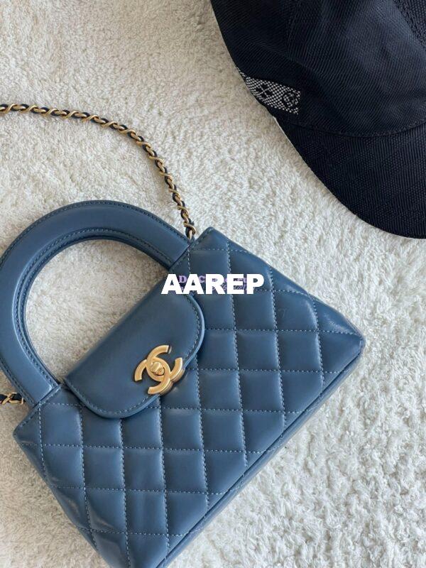 Replica Chanel Mini Shopping Bag Shiny Aged Calfskin AS4416 Denim 4