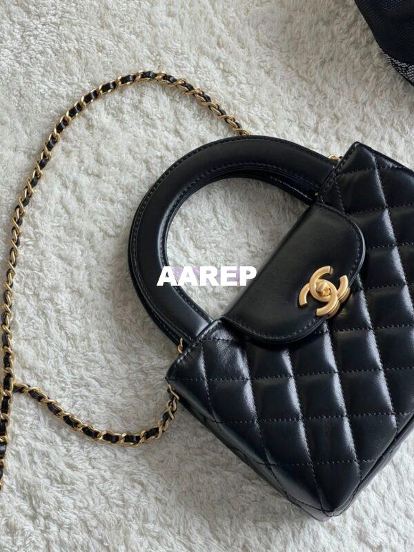Replica Chanel Mini Shopping Bag Shiny Agen Calfskin AS4416 Black 3