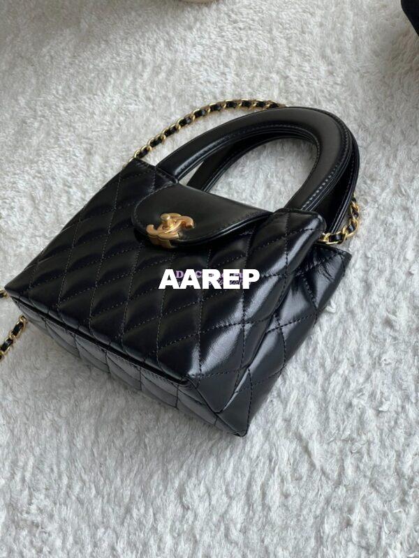 Replica Chanel Mini Shopping Bag Shiny Agen Calfskin AS4416 Black 5