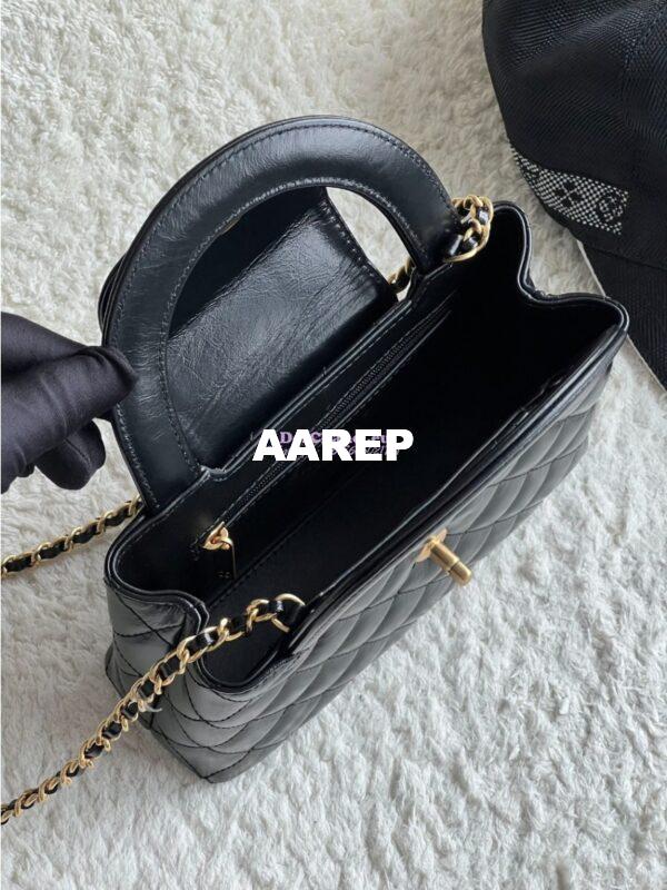 Replica Chanel Mini Shopping Bag Shiny Agen Calfskin AS4416 Black 8