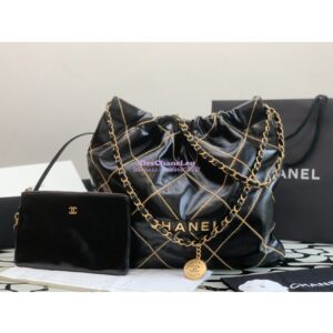 Replica Chanel 22 Handbag Shiny Calfskin & Gold Metal AS3260 AS3261 Black gold chain 2
