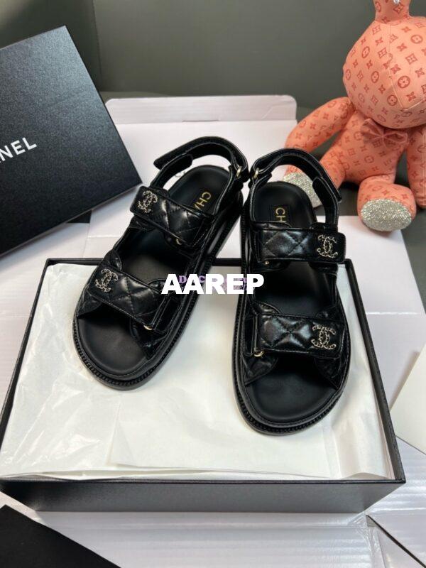 Replica Chanel Luxe  CC Lambskin Sandals G35927 Black 6