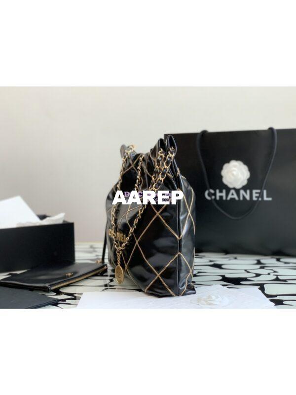 Replica Chanel 22 Handbag Shiny Calfskin & Gold Metal AS3260 AS3261 Black gold chain 14