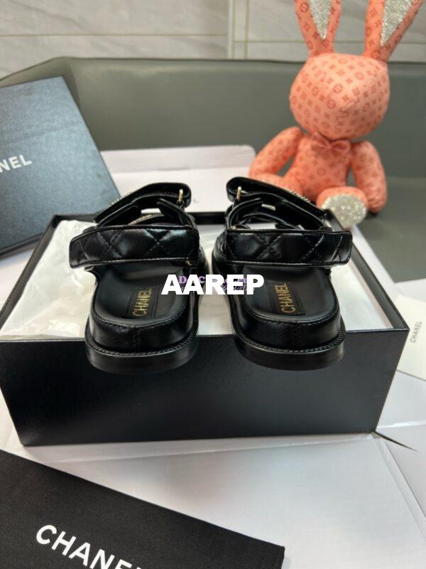 Replica Chanel Luxe  CC Lambskin Sandals G35927 Black 9